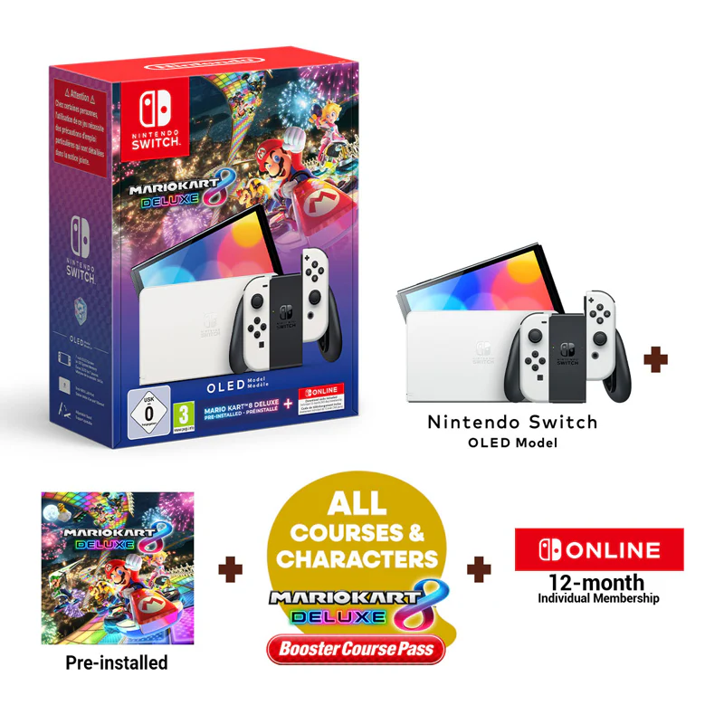 Nintendo Switch OLED Model + Mario Kart 8 Deluxe Bundle + 12 Months NSO (Switch)